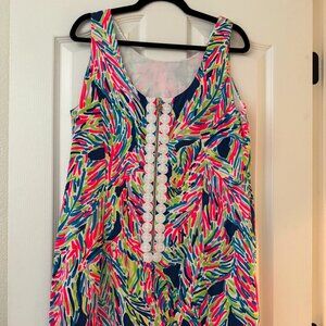 Lilly Pulitzer Sleeveless Shift Dress | Size 14 | Tropical Print & Pineapple Zip